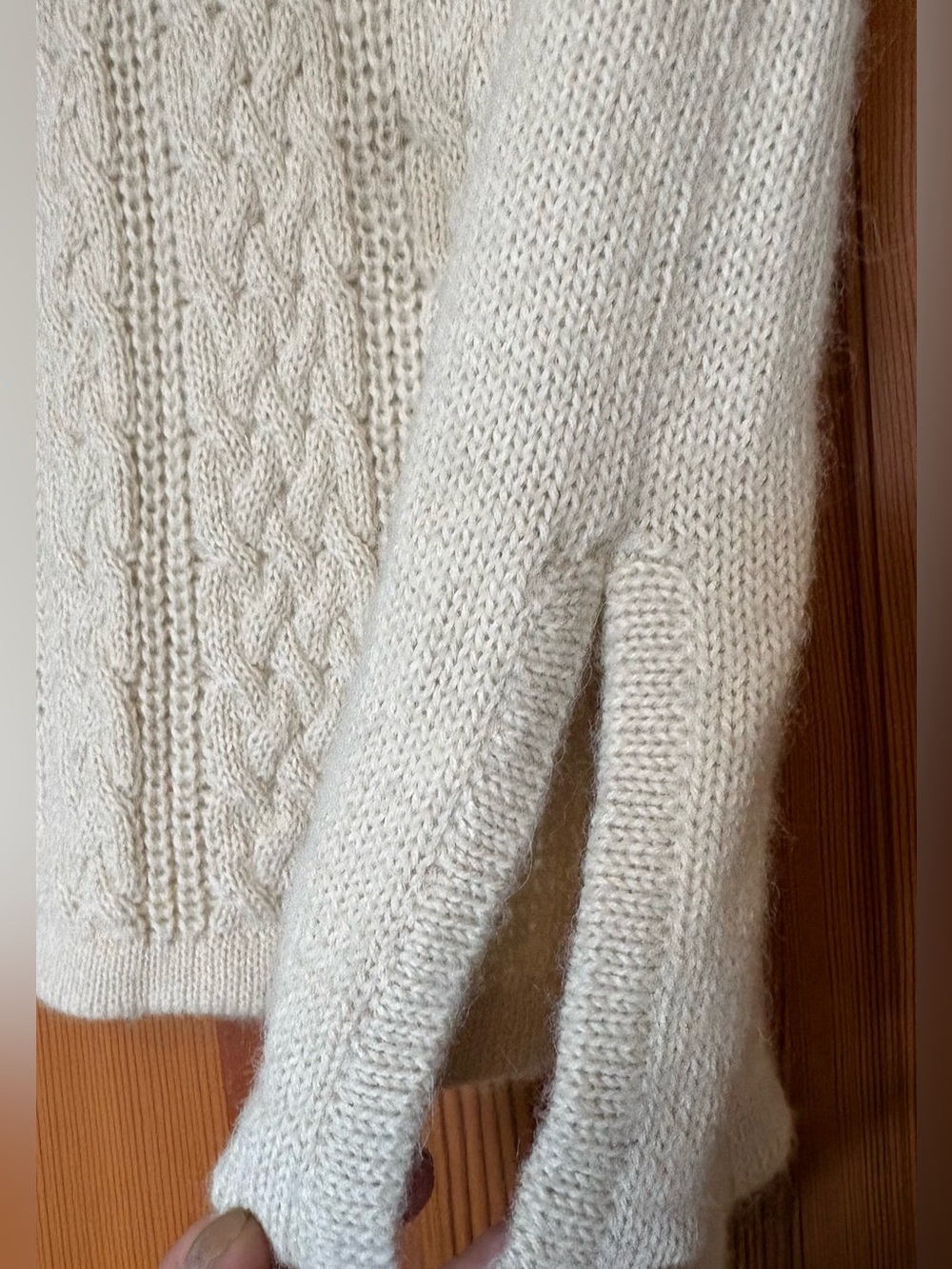 Deirdre McQuire Alpaca Cable Knit Turtleneck Sweater - Color Cream - Handmade - Picture 8 of 12